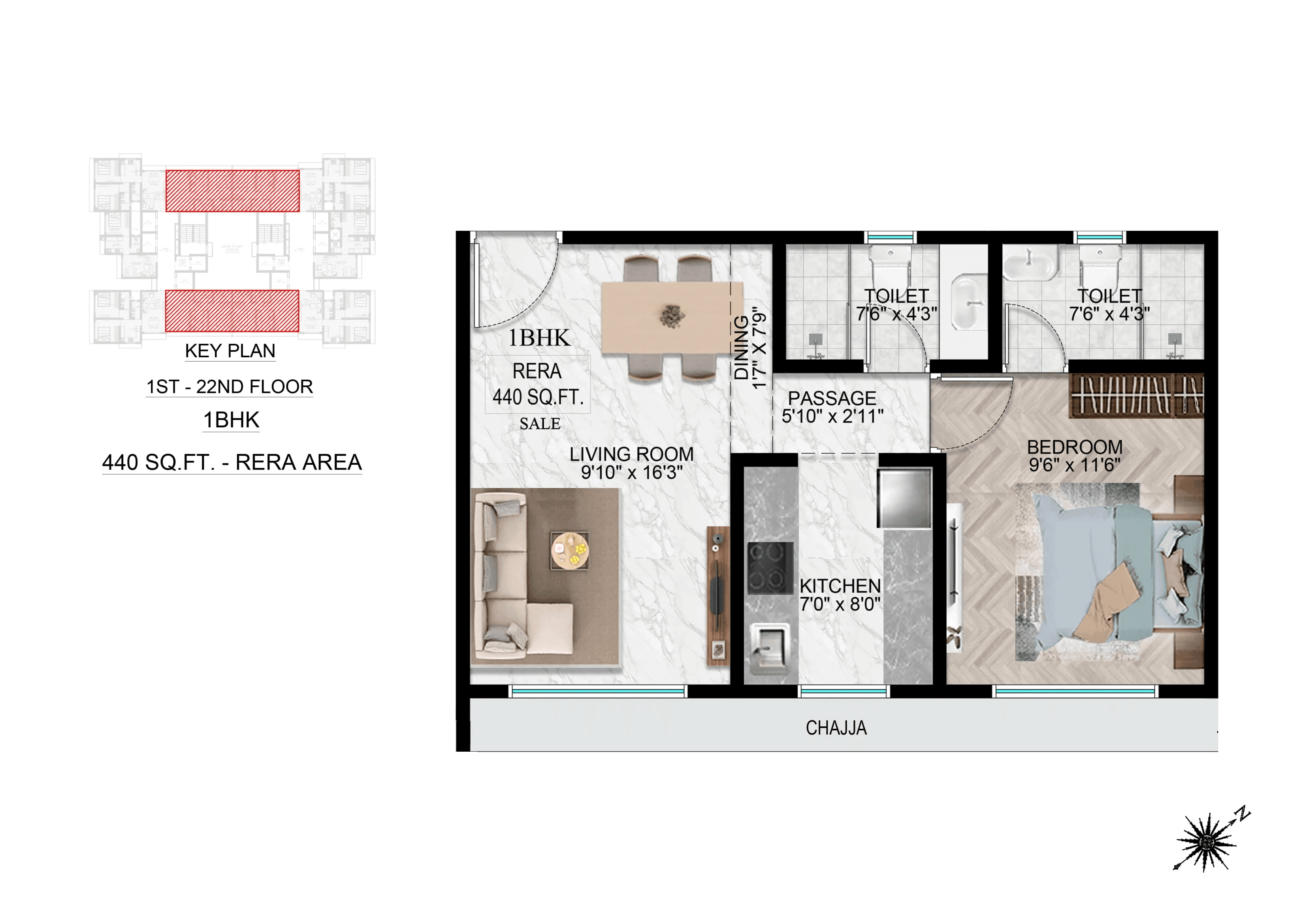 Unit plan - 440 sq.ft.