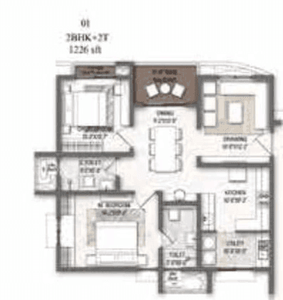 DSR Evoq Unit plan - 822 sq.ft.