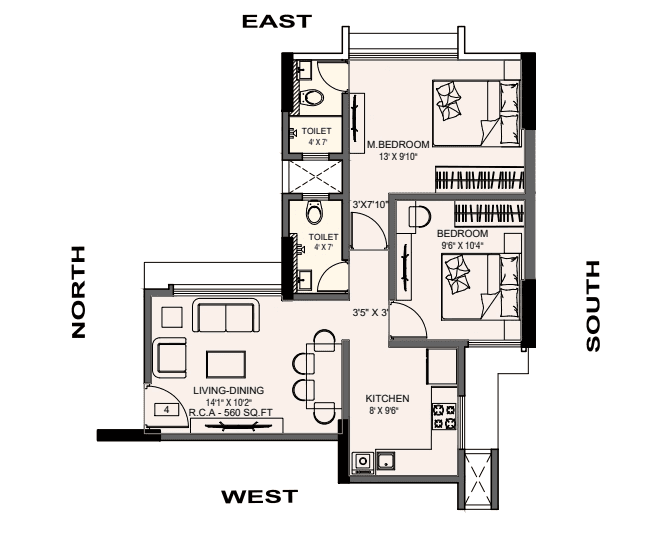 Majestic Shankar Darshan Unit plan - 560 sq.ft.