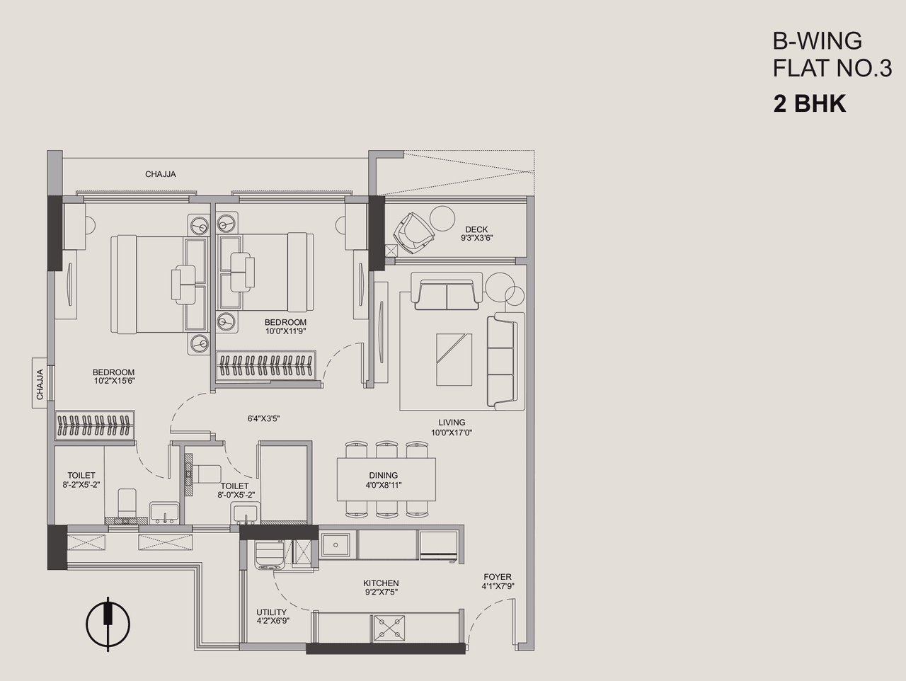 Runwal Woods Chembur Unit plan - 789 sq.ft.