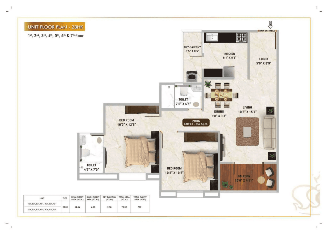 Tirupati Regalia Unit plan - 757 sq.ft.