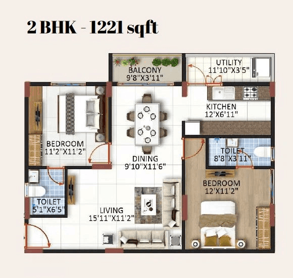 Platinum East Woods Unit plan - 768 sq.ft.