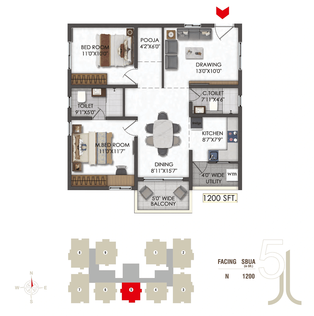 Nyla by Team 4 Unit plan - 840 sq.ft.
