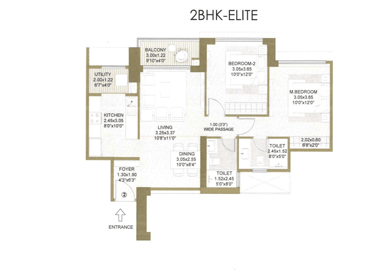 L&T Realty Panvel Launch Unit plan - 790 sq.ft.
