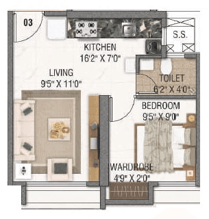 Unit plan - 360 sq.ft.