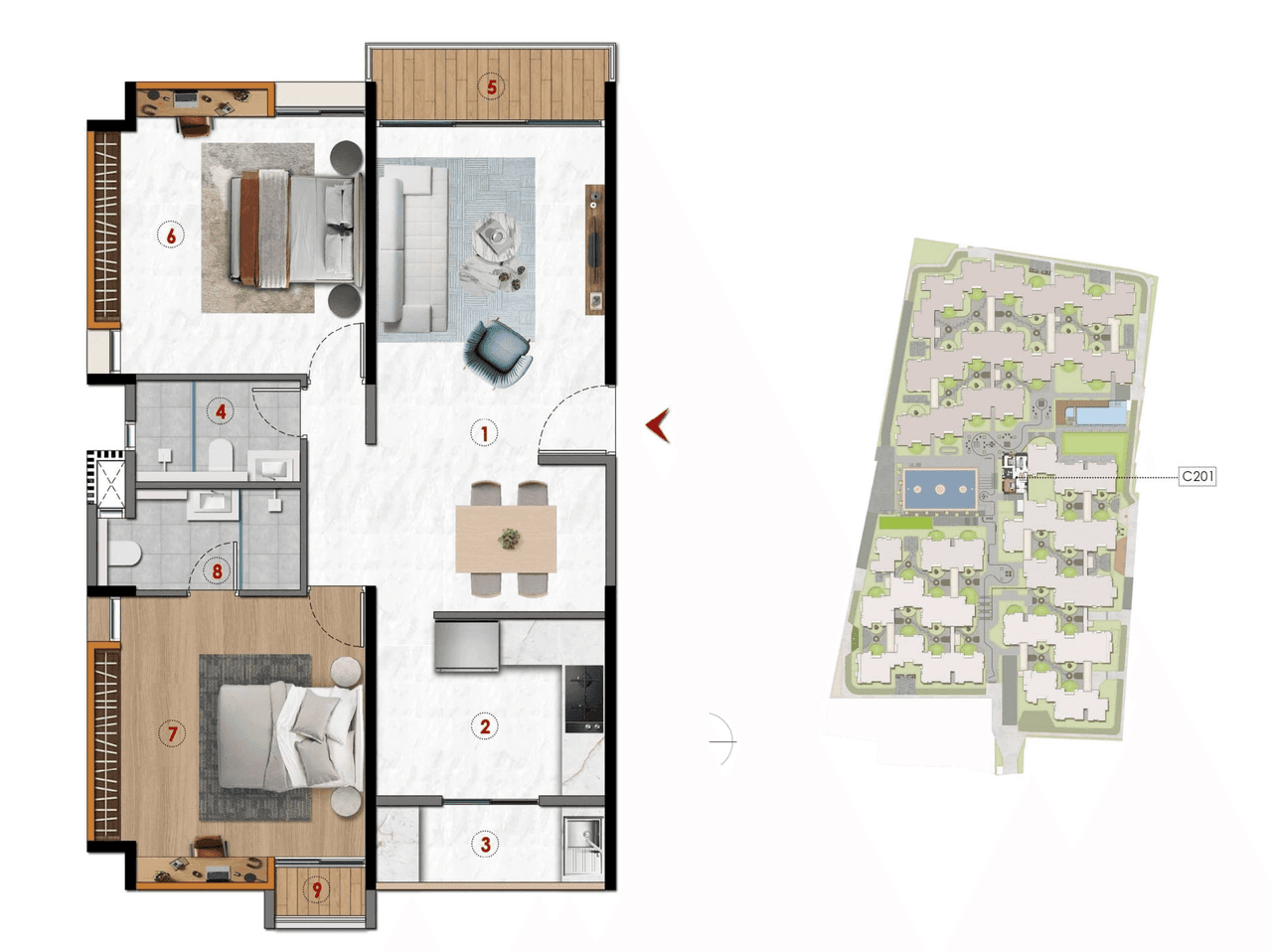 The Formist Mandala Unit plan - 1015 sq.ft.