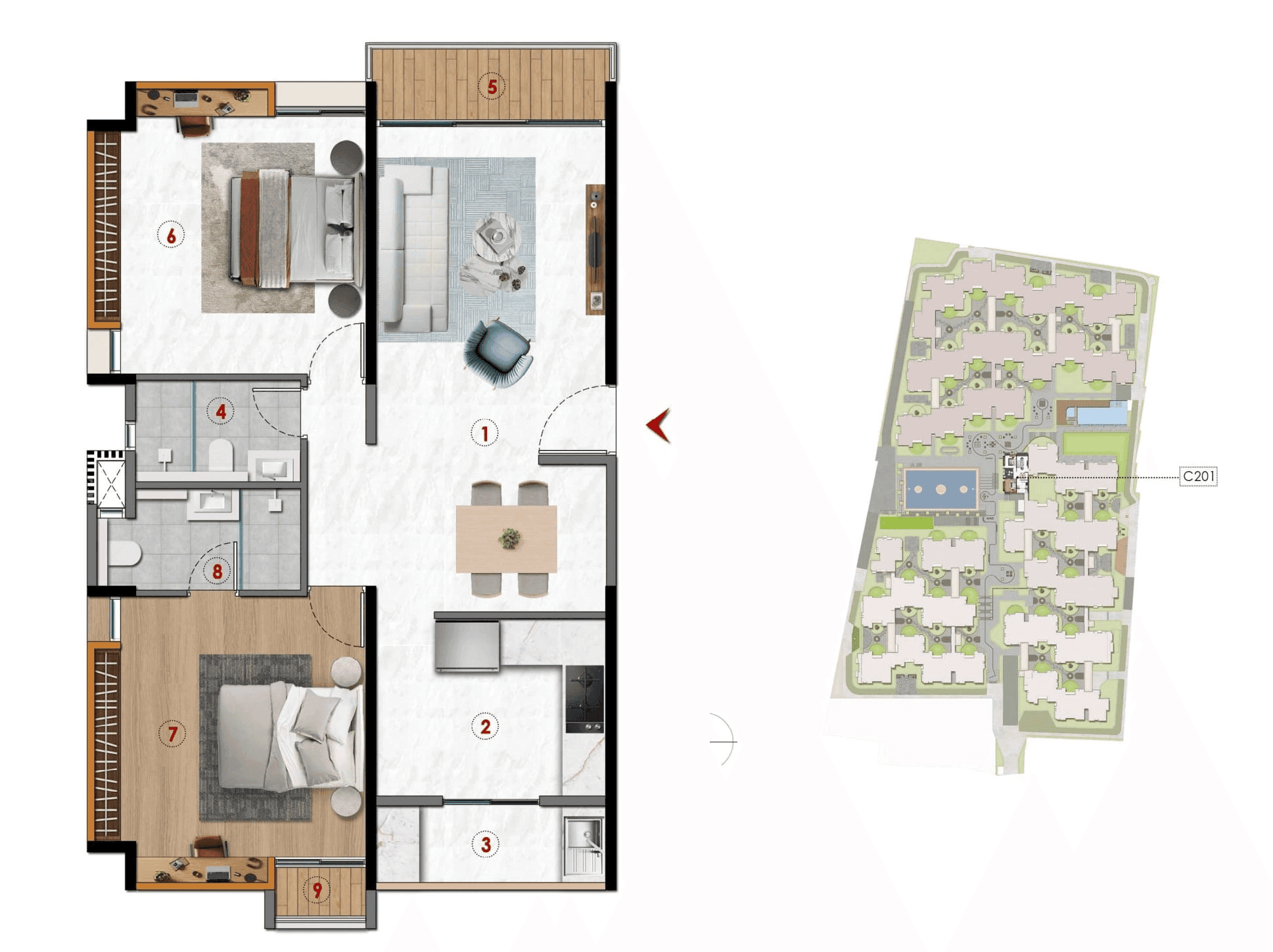 Unit plan - 1015 sq.ft.