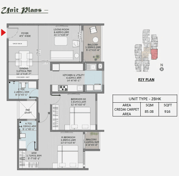 Unit plan - 916 sq.ft.