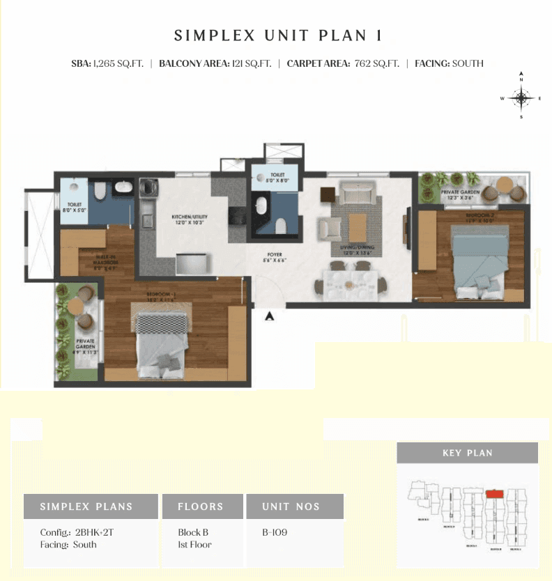 SBR Florenso Unit plan - 762 sq.ft.