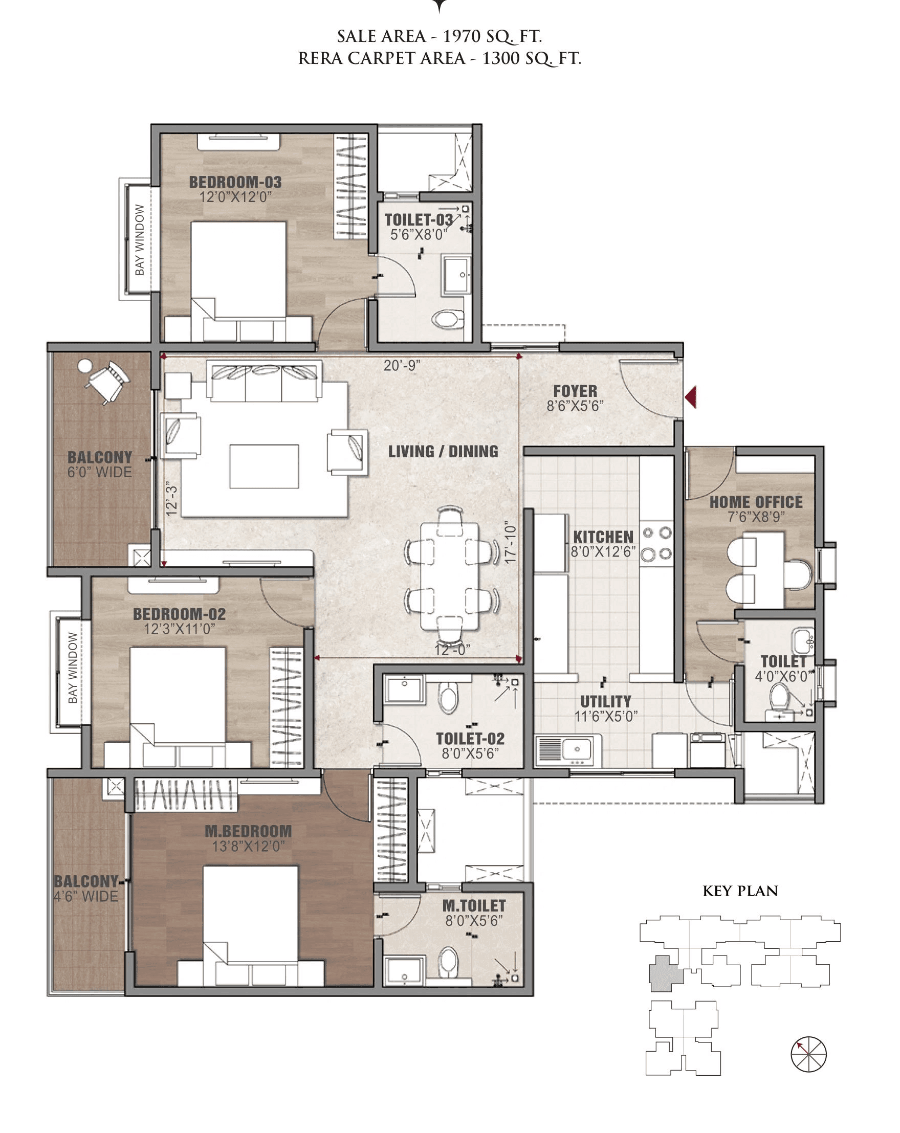 Vaswani Starlight Unit plan - 1303 sq.ft.
