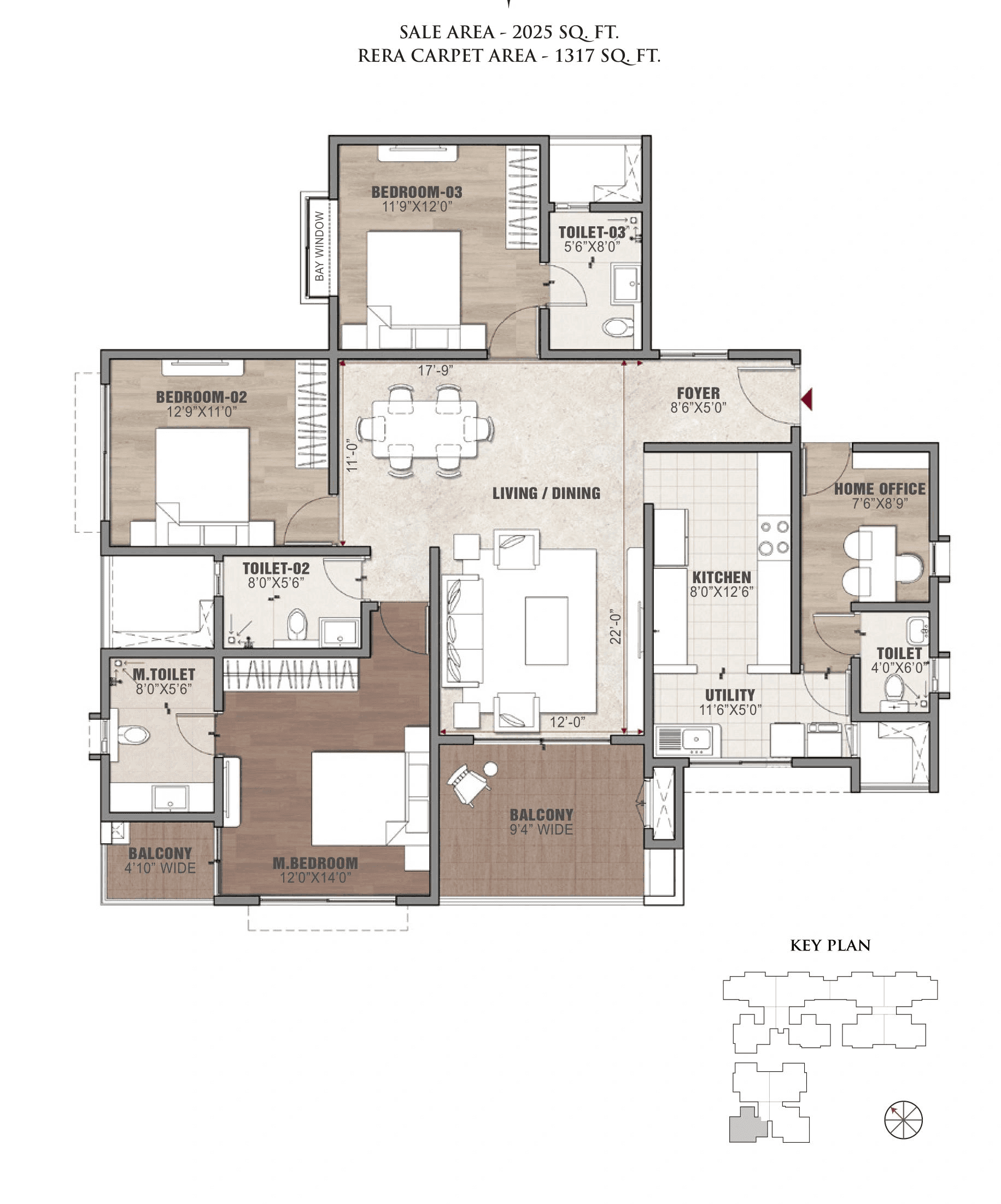 Vaswani Starlight Unit plan - 1317 sq.ft.