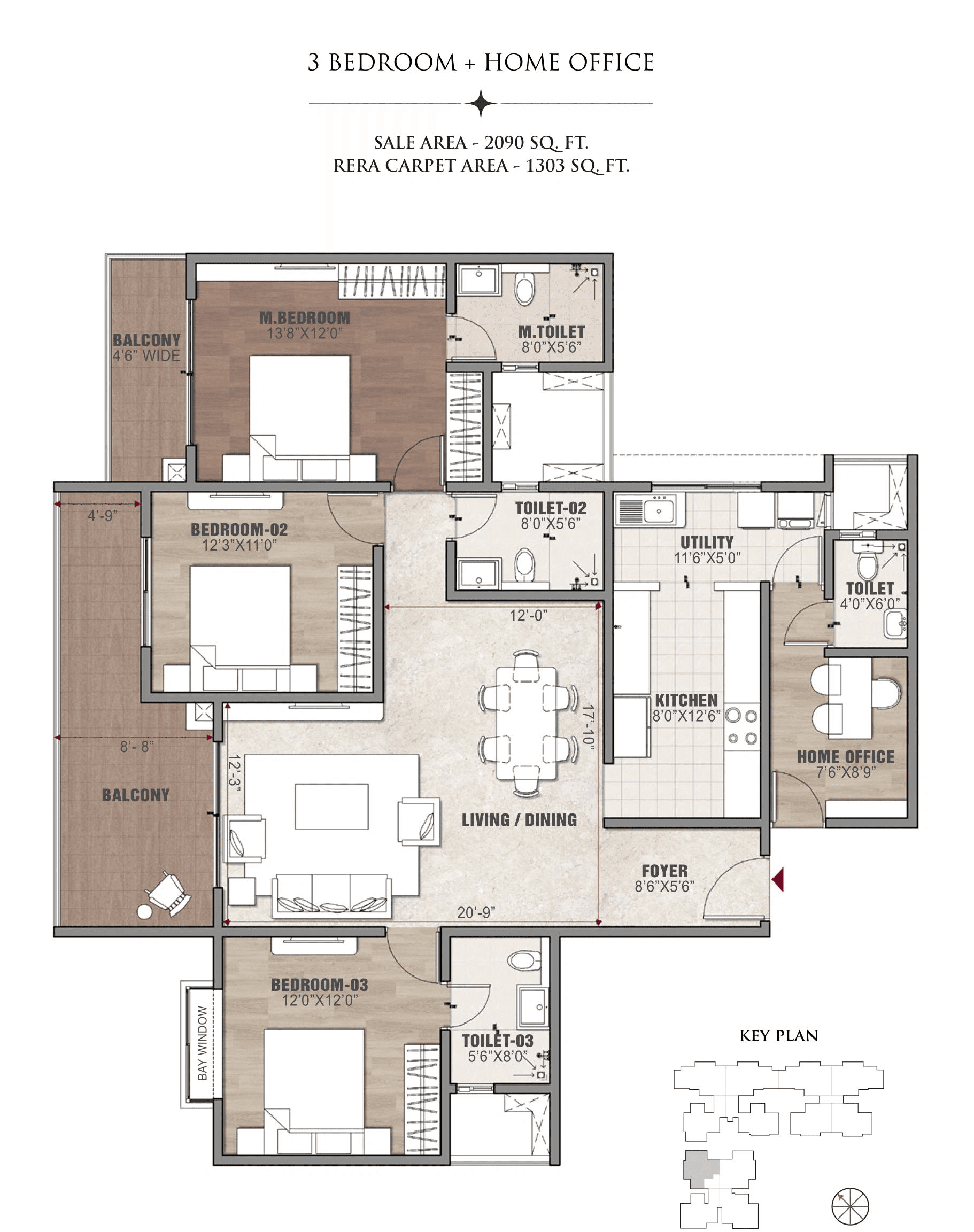 Vaswani Starlight Unit plan - 1316 sq.ft.