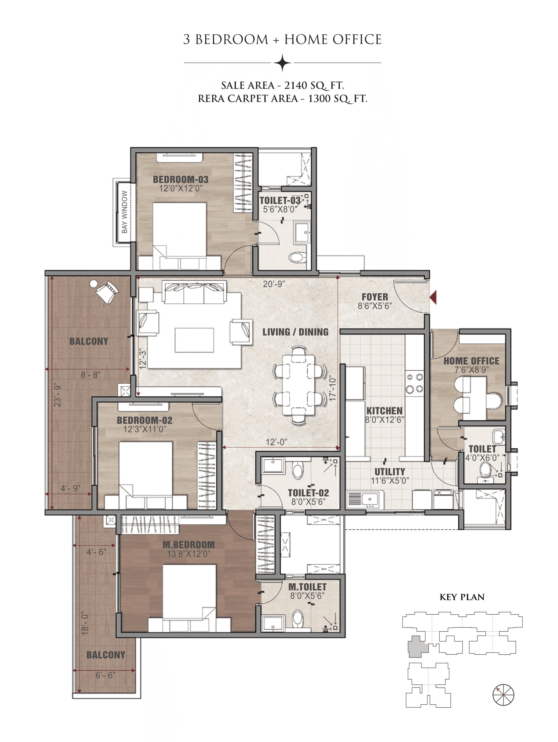 Vaswani Starlight Unit plan - 1303 sq.ft.