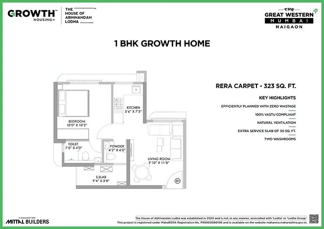 HoABL The Great Western Mumbai Unit plan - 323 sq.ft.