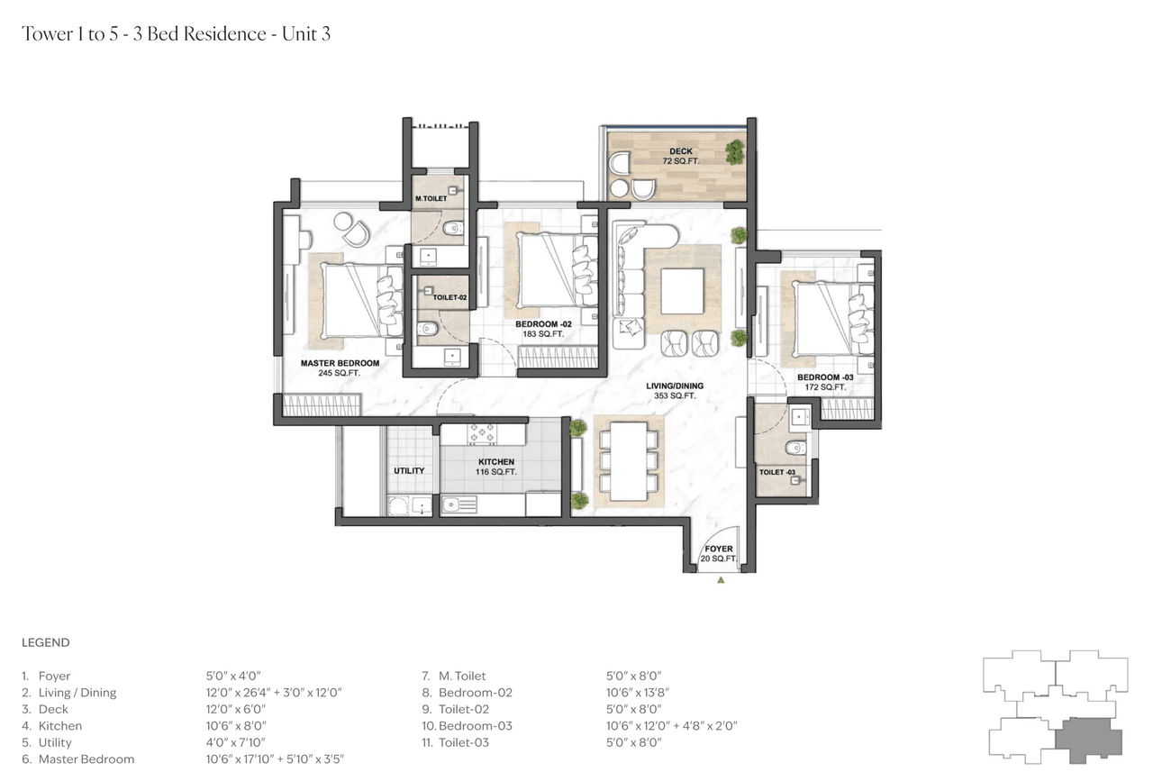 Lodha Premium kharadi Unit plan - 1250 sq.ft.