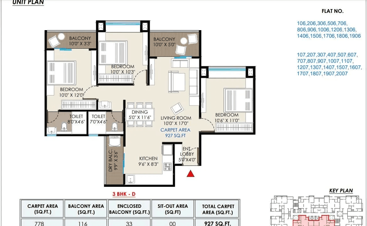Unit plan - 927 sq.ft.