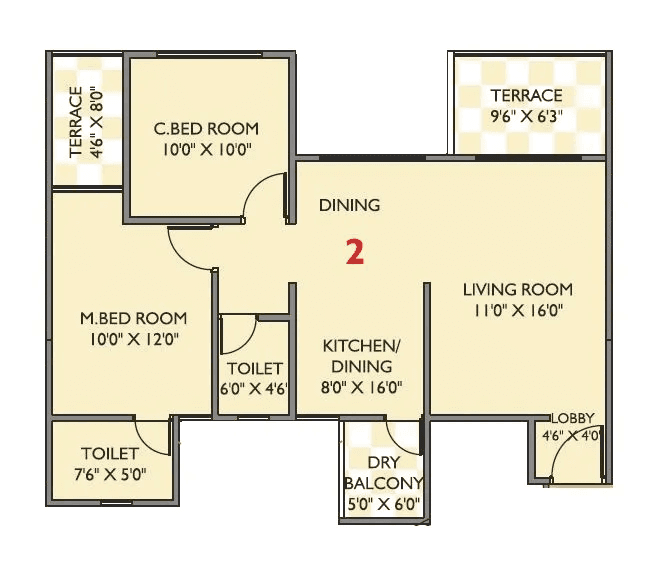 Vedant Kingston Aura Unit plan - 773 sq.ft.