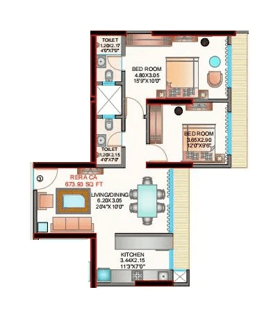 Unit plan - 674 sq.ft.