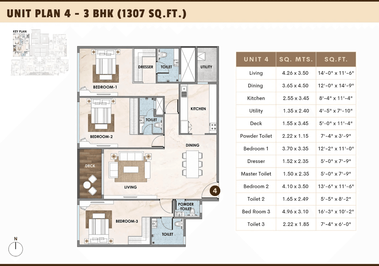 Agami Legends Unit plan - 1307 sq.ft.