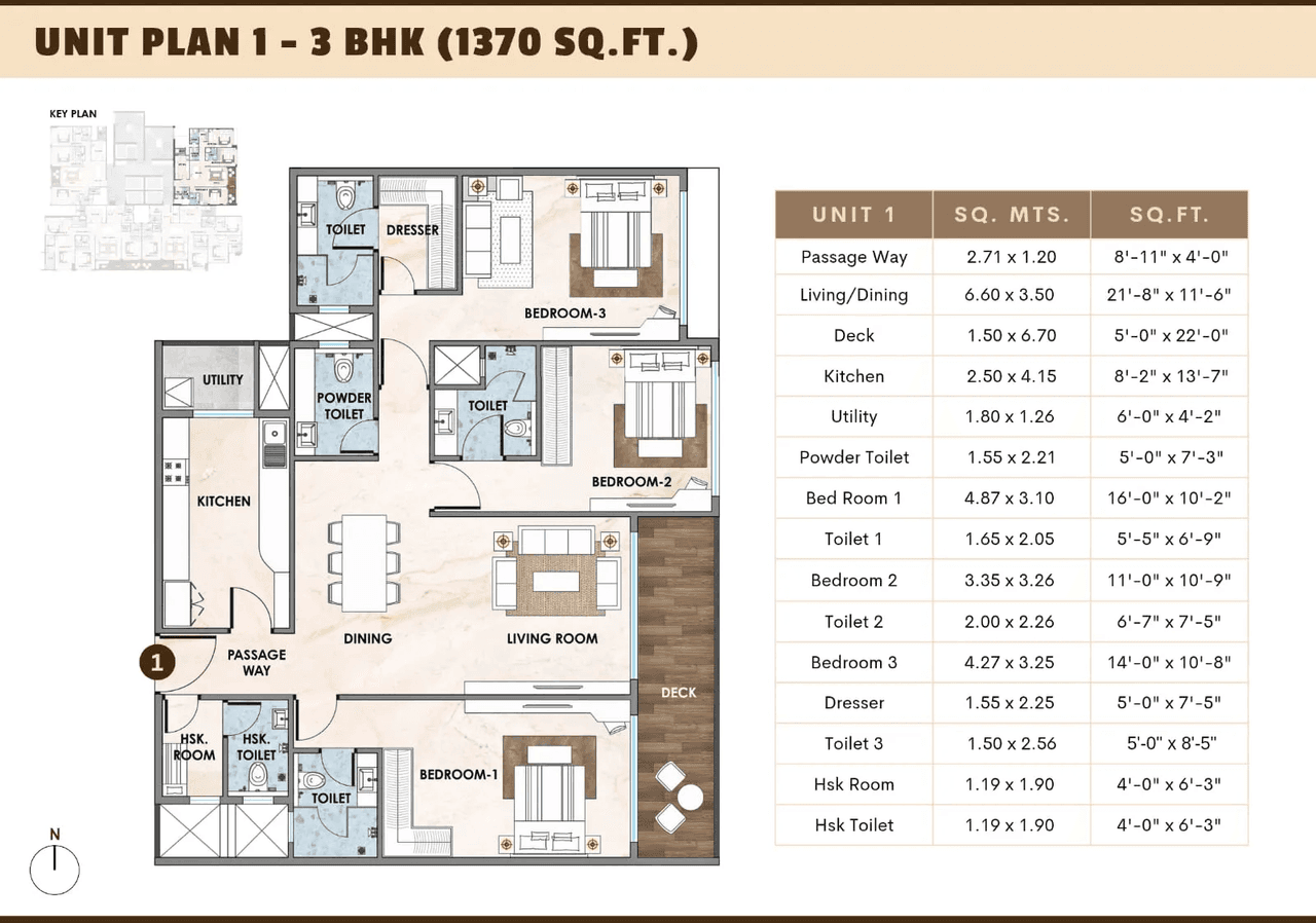 Agami Legends Unit plan - 1370 sq.ft.