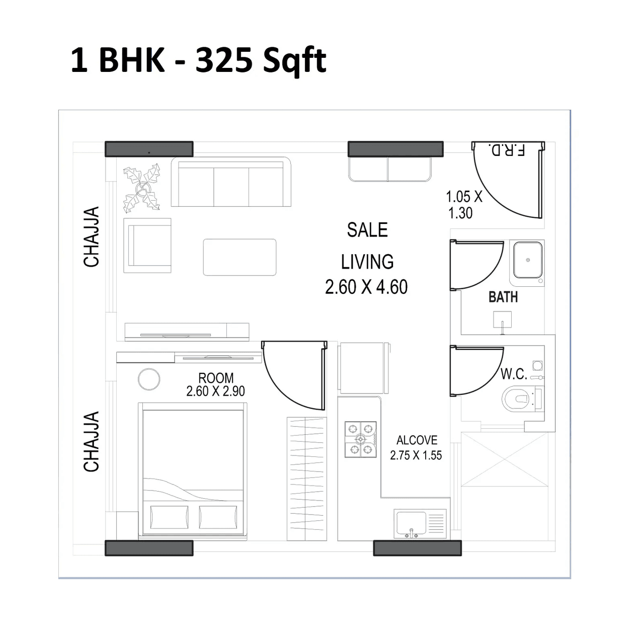 Mohid Mahakali Hills Unit plan - 325 sq.ft.