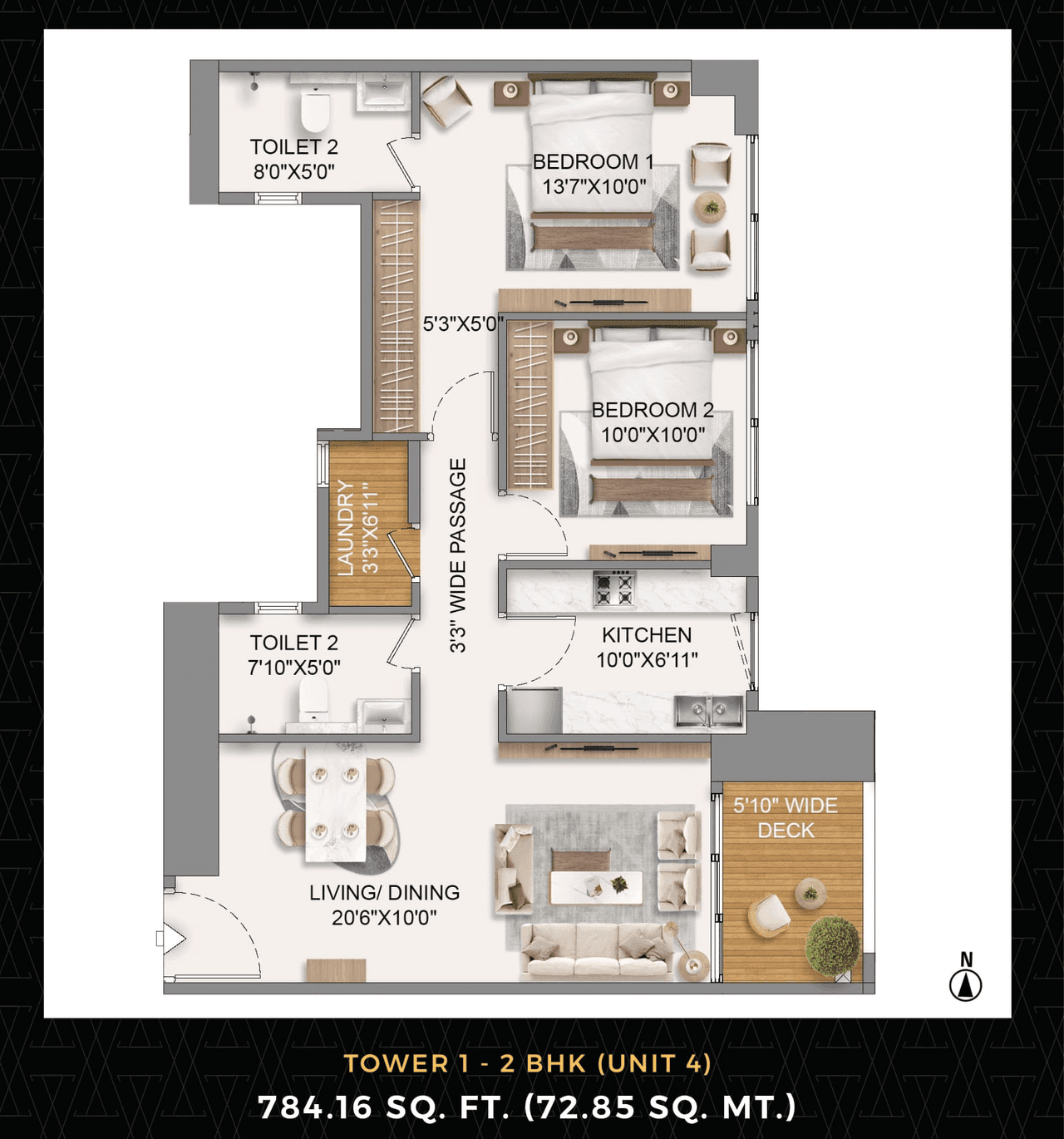 Runwal Mahalaxmi Project Unit plan - 784 sq.ft.