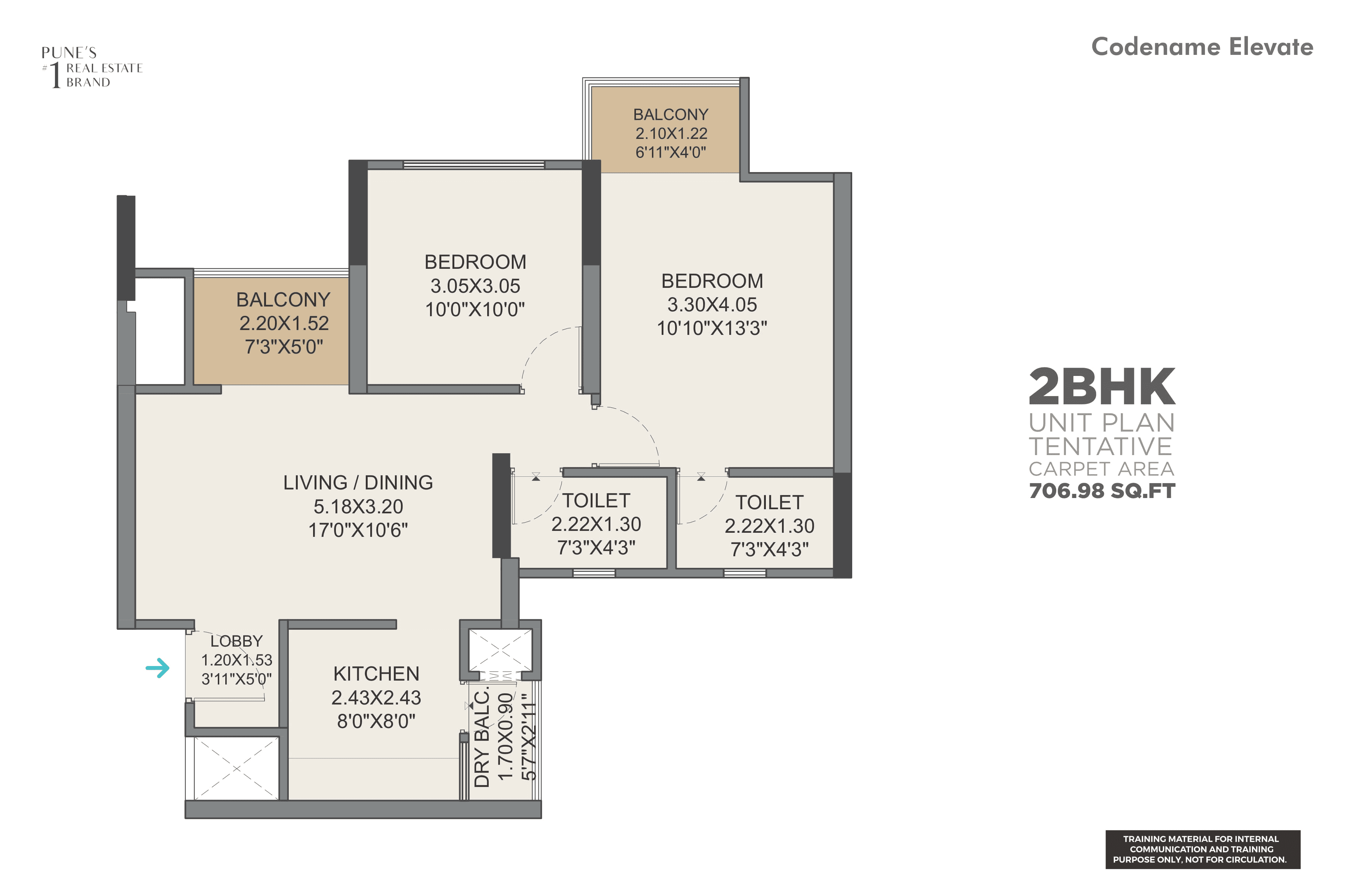 VTP Volare Unit plan - 706 sq.ft.
