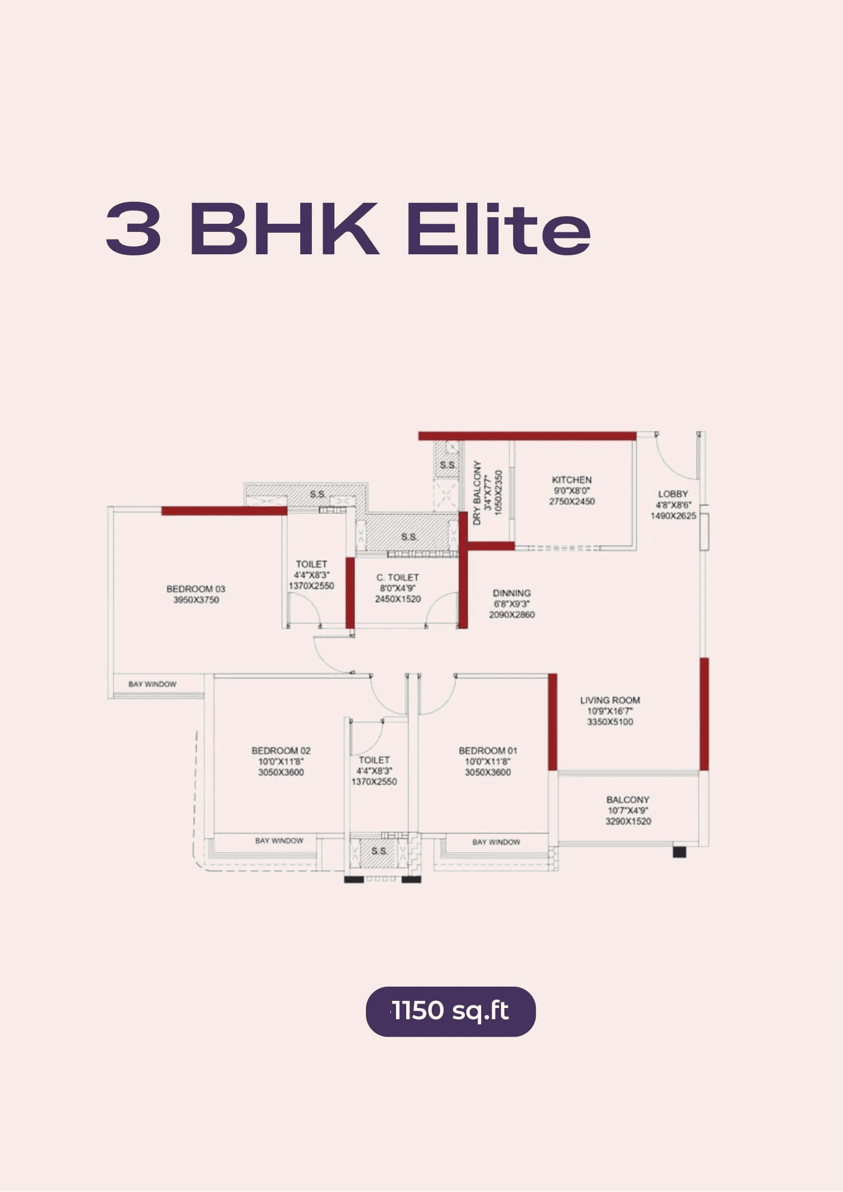 Unit plan - 1150 sq.ft.