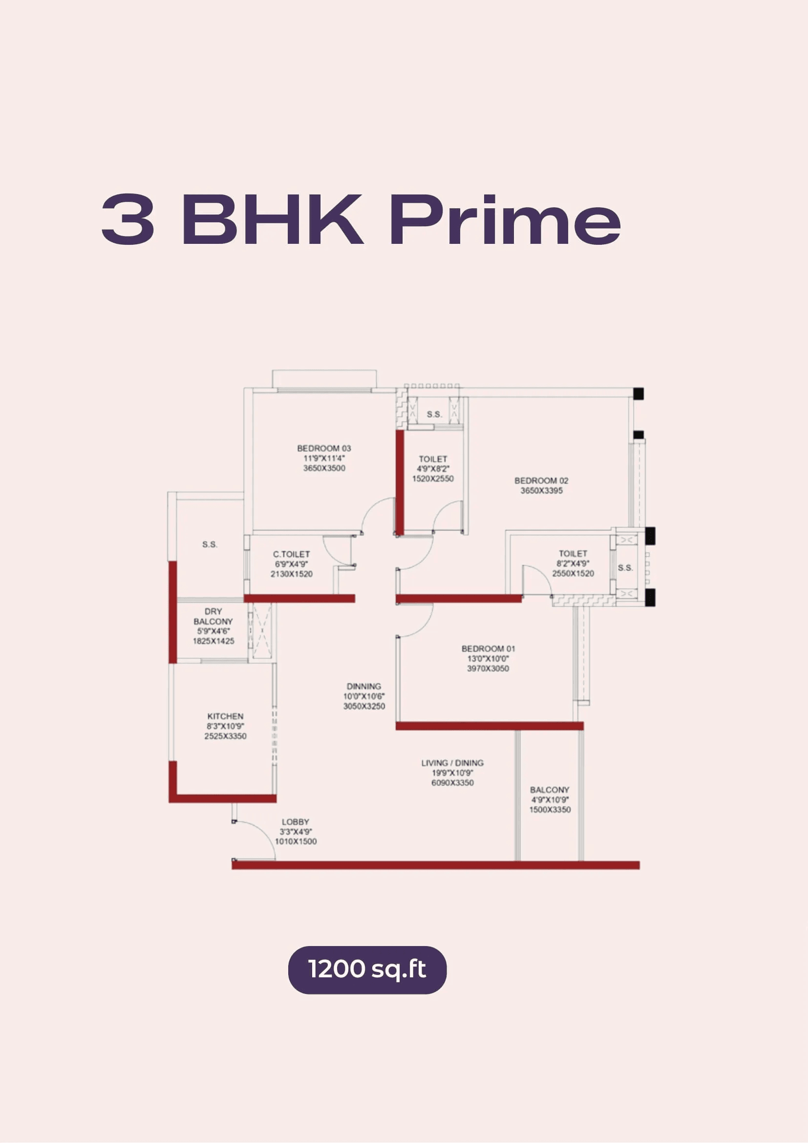 Unit plan - 1200 sq.ft.