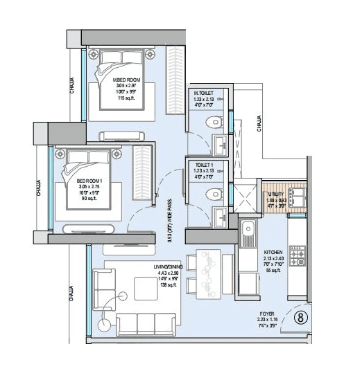 Godrej Bhandup Unit plan - 546 sq.ft.