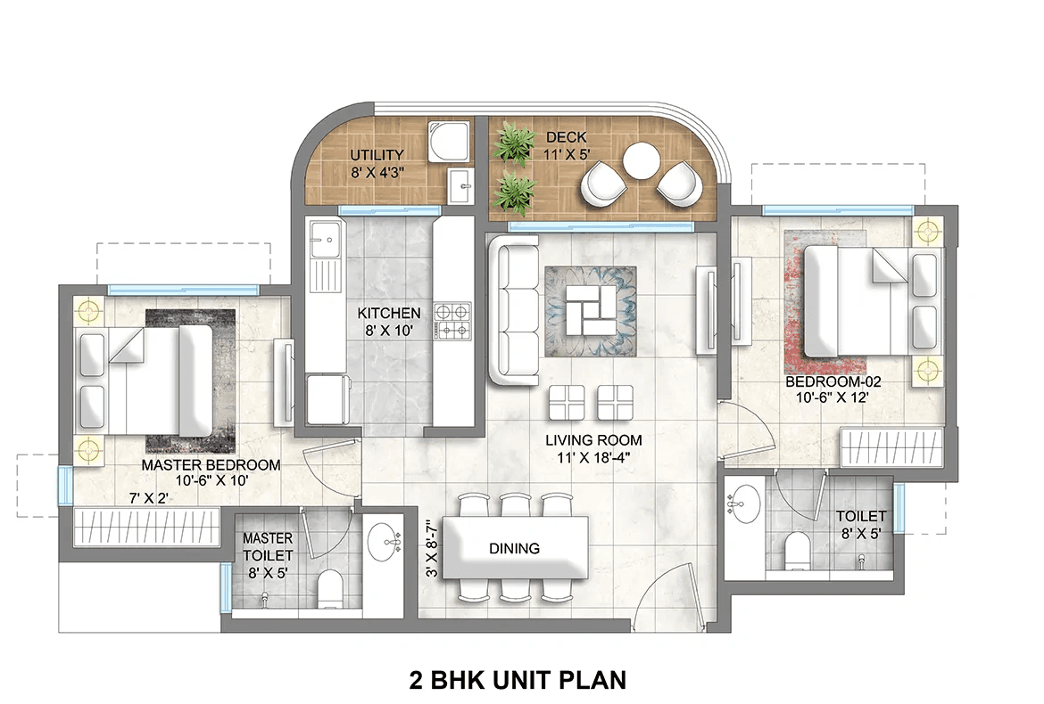 Lodha Bhandup Unit plan - 780 sq.ft.