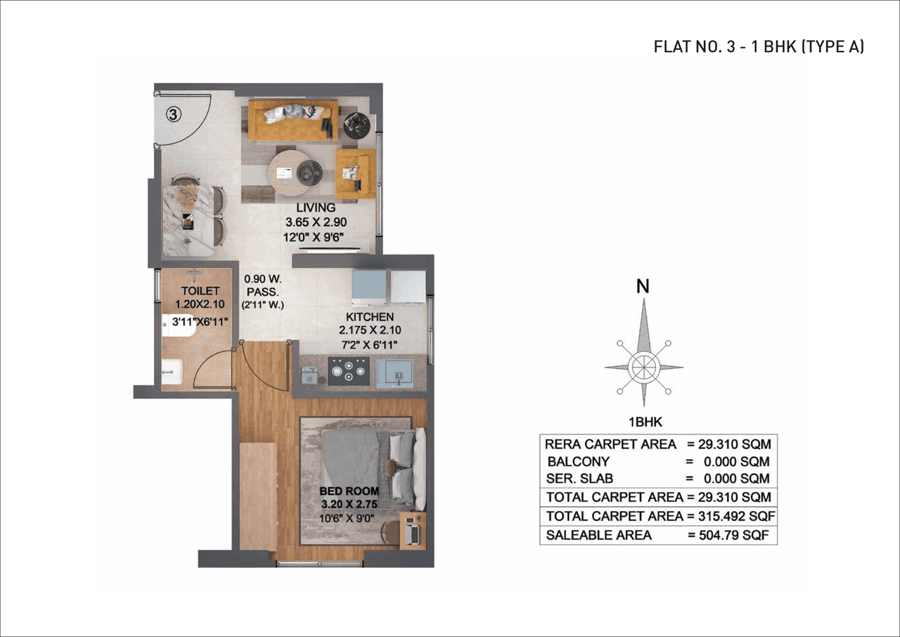 Puraniks Premier Unit plan - 303 sq.ft.