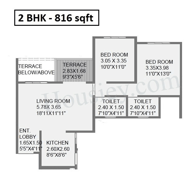 Ganga Serio Unit plan - 816 sq.ft.