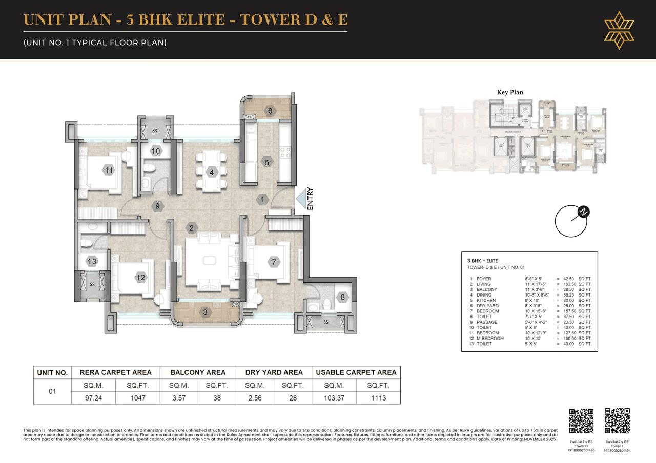 Raymond Realty Bandra East Unit plan - 1113 sq.ft.