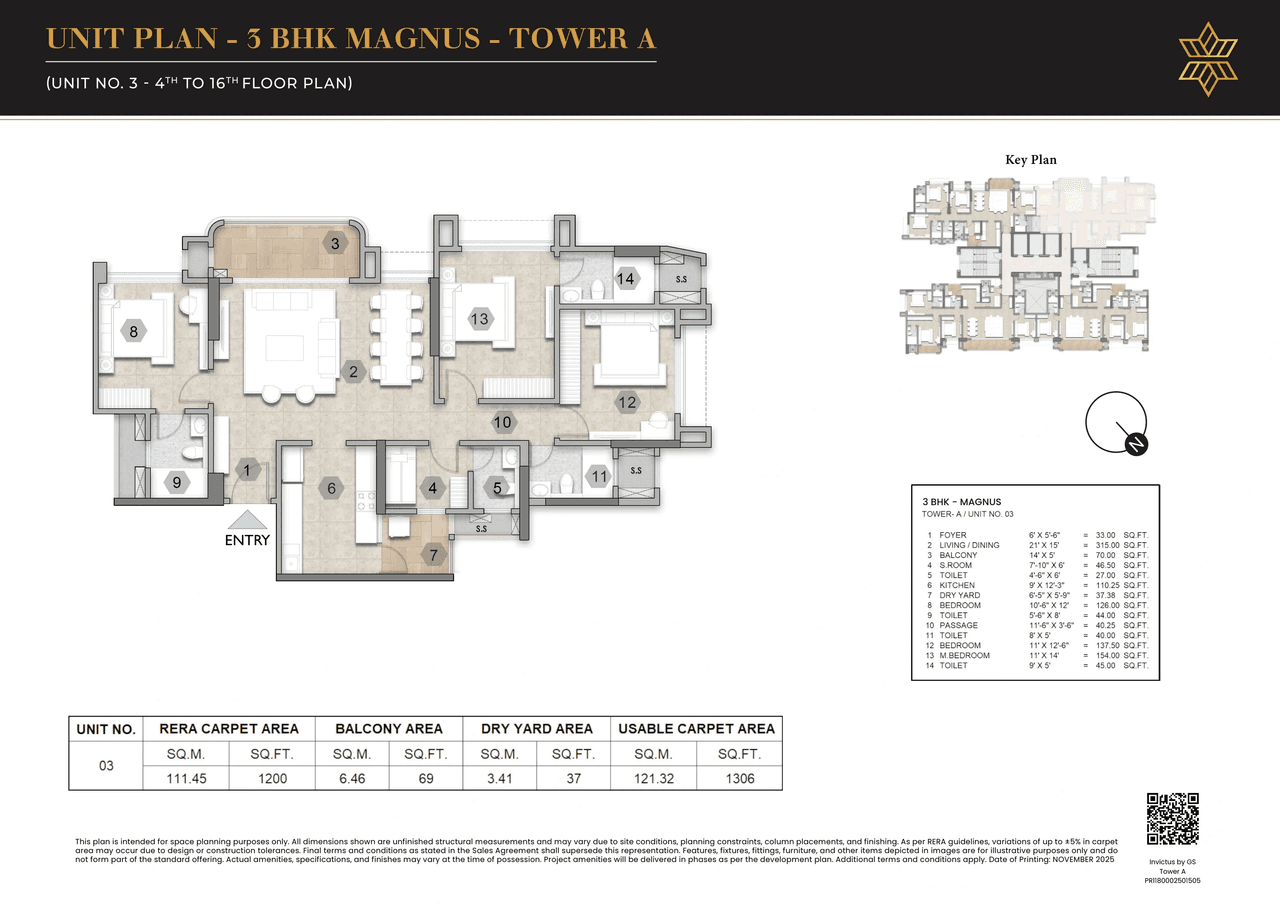 Raymond Realty Bandra East Unit plan - 1306 sq.ft.
