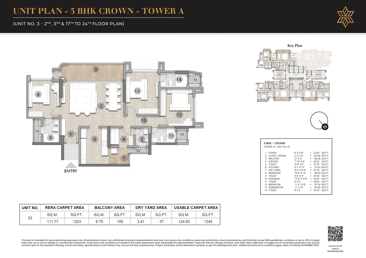 Raymond Realty Bandra East Unit plan - 1345 sq.ft.