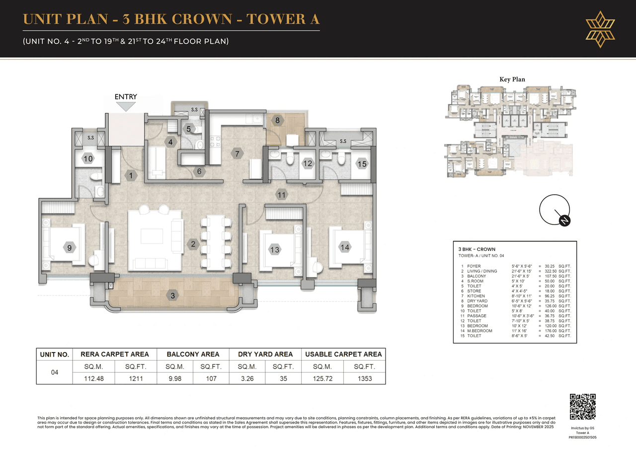 Raymond Realty Bandra East Unit plan - 1353 sq.ft.
