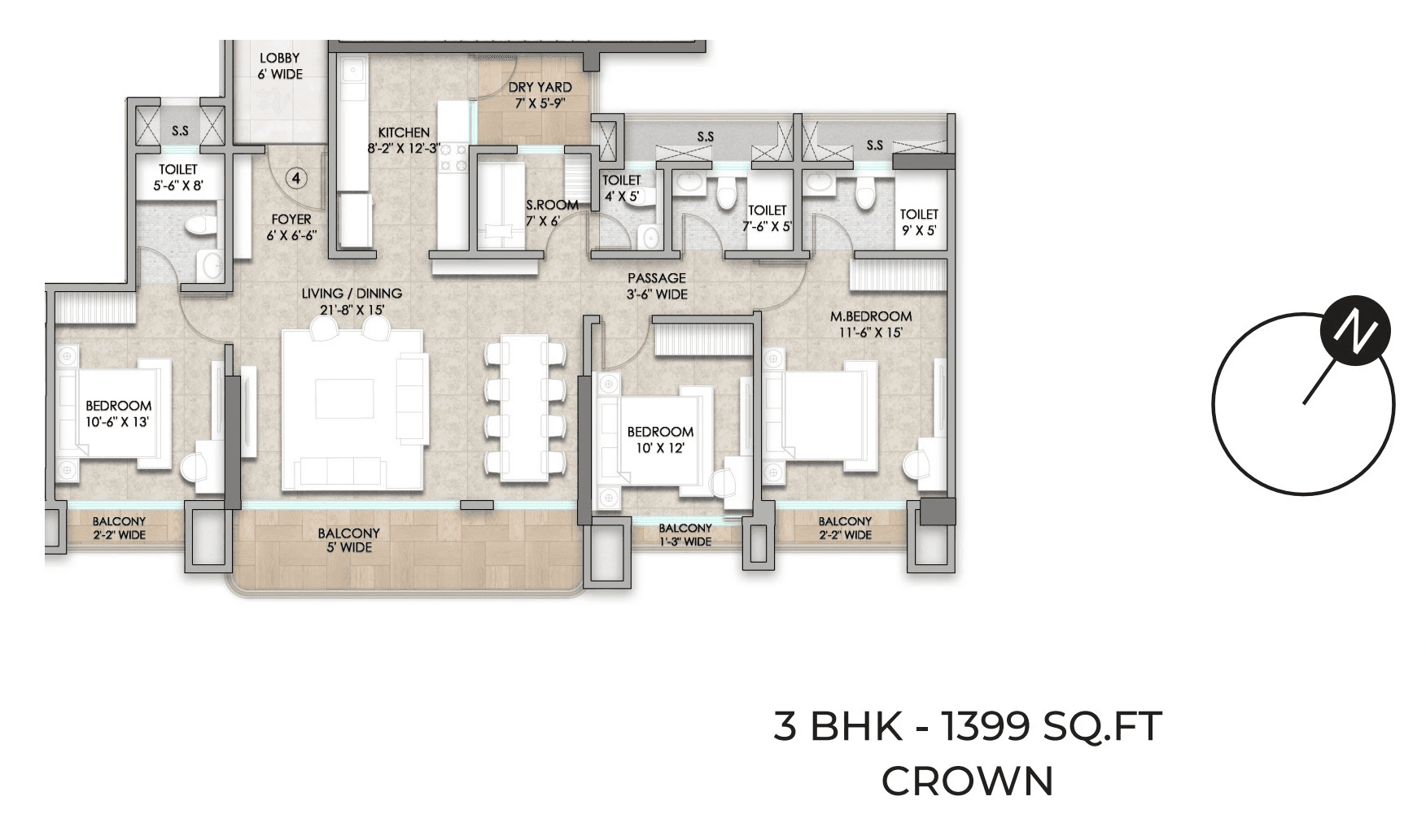 Unit plan - 1399 sq.ft.