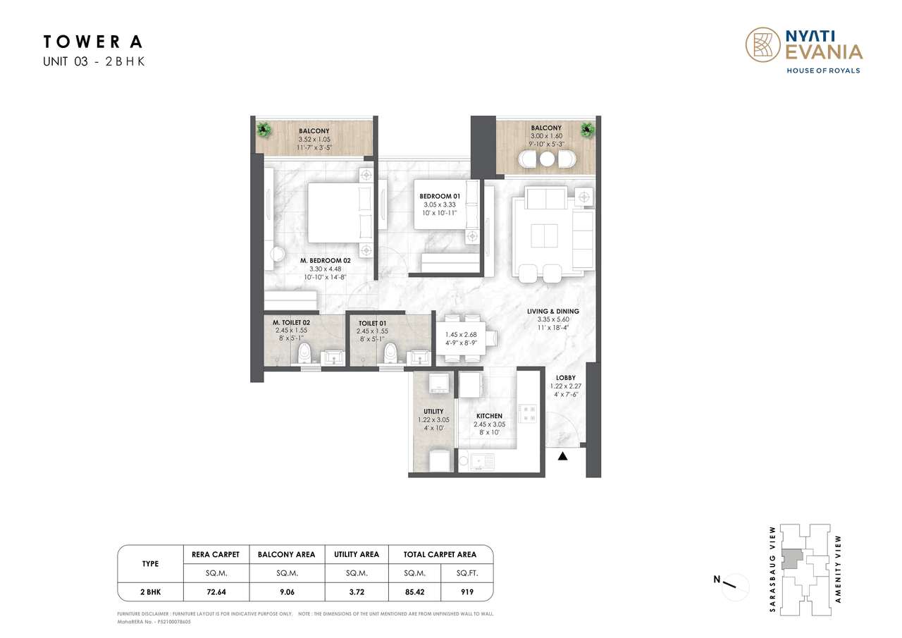 Nyati Evania Unit plan - 919 sq.ft.