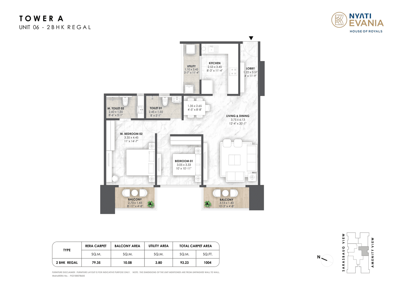 Nyati Evania Unit plan - 1004 sq.ft.