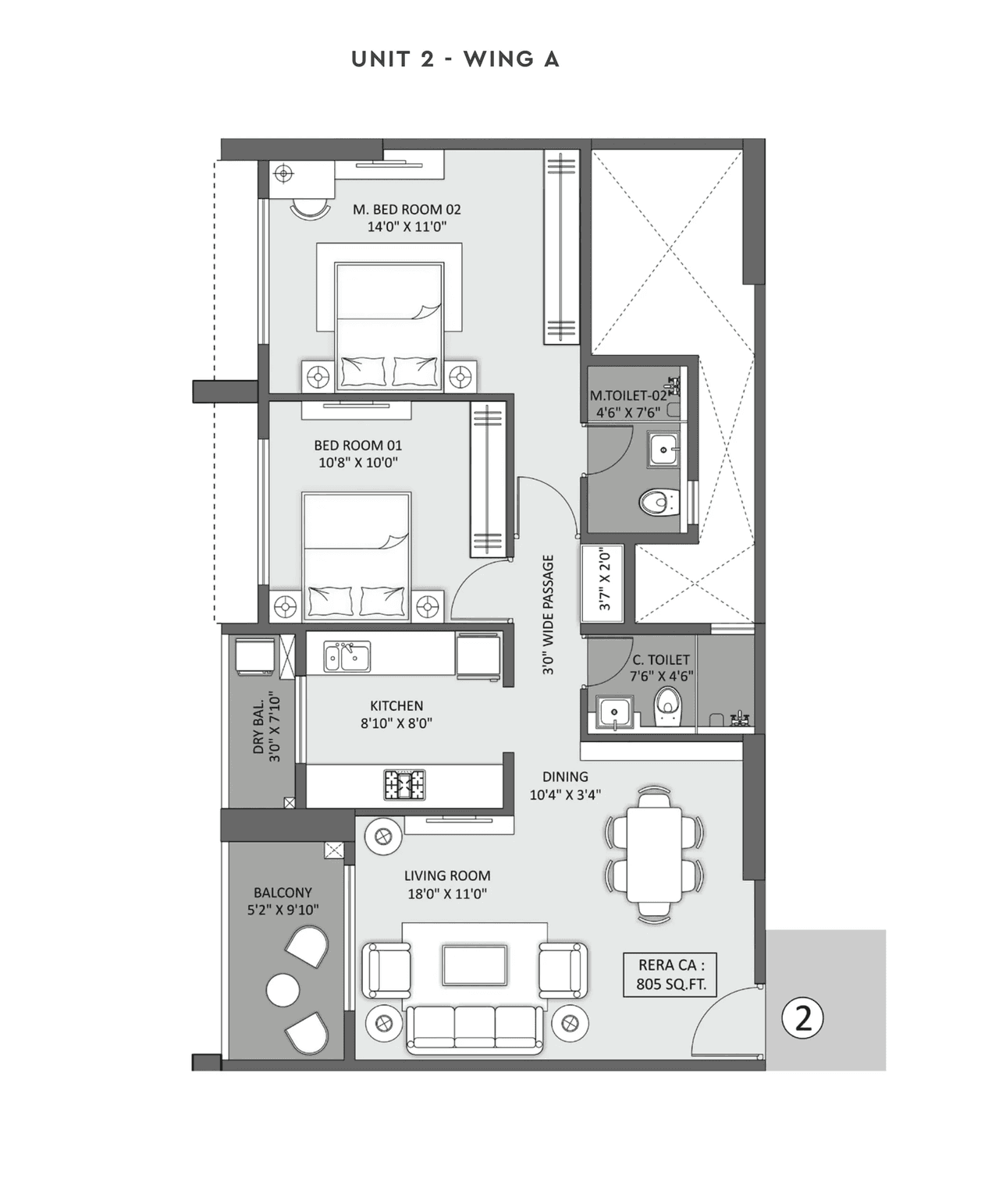 Vibe Mangrove Unit plan - 805 sq.ft.