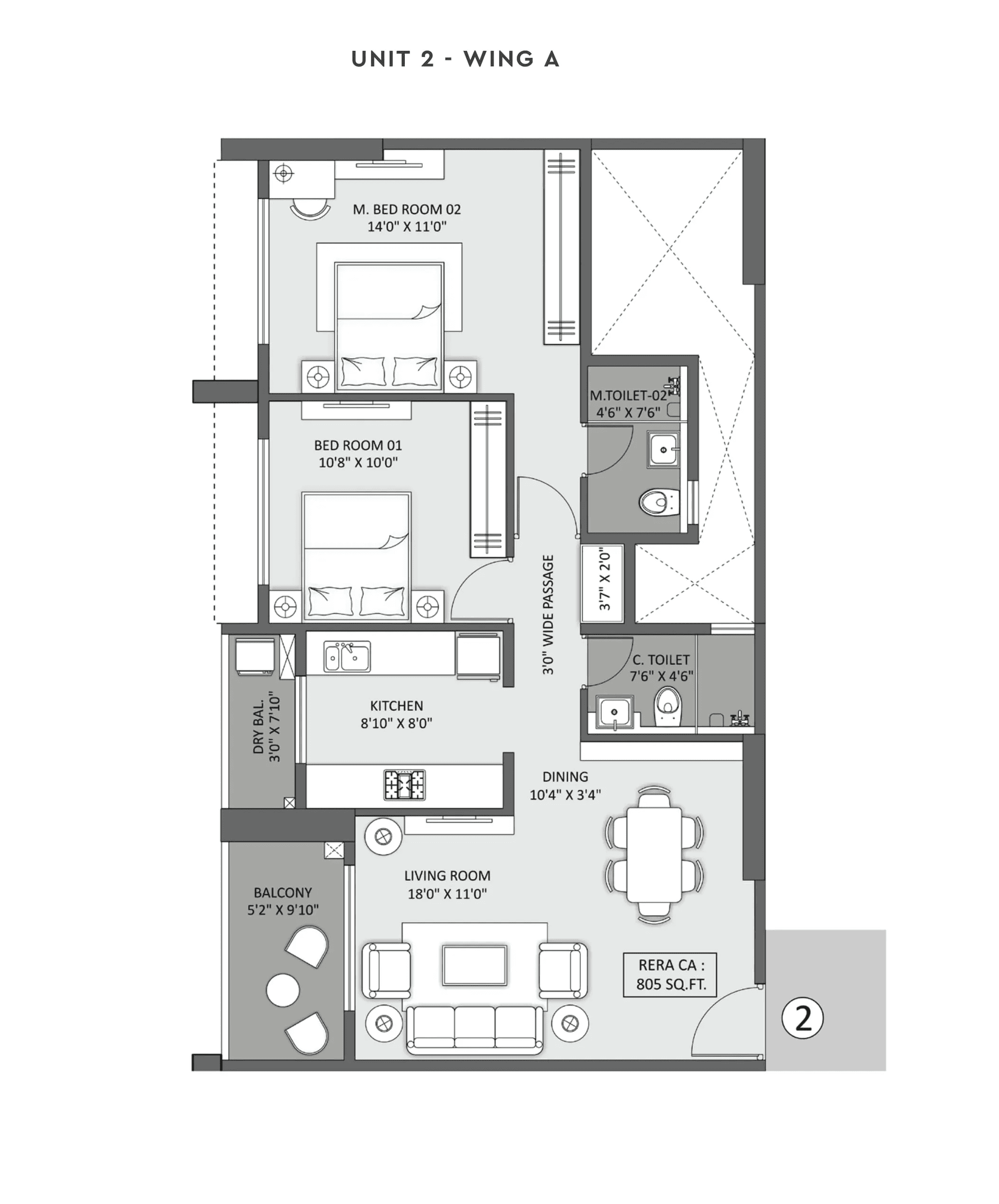 Unit plan - 805 sq.ft.