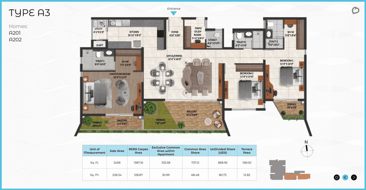 CoEvolve Misty Shores Unit plan - 1720 sq.ft.