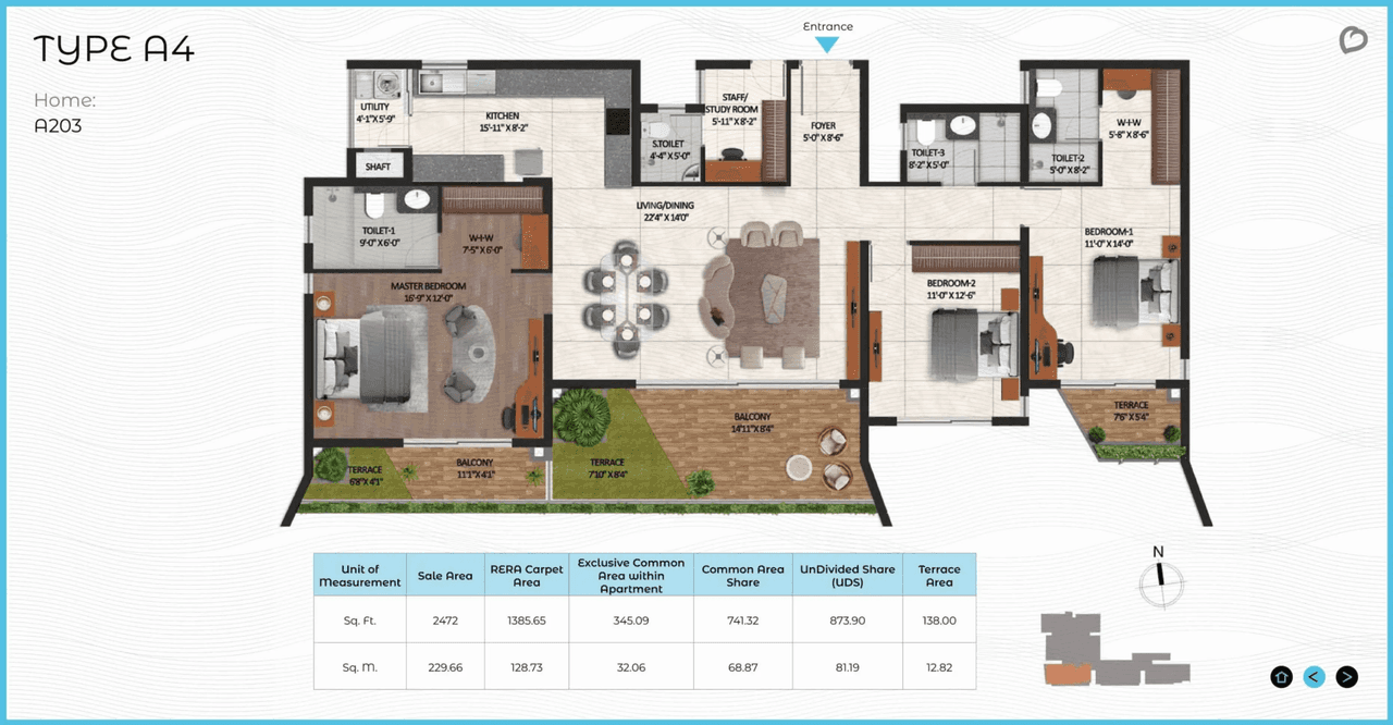 CoEvolve Misty Shores Unit plan - 1730 sq.ft.
