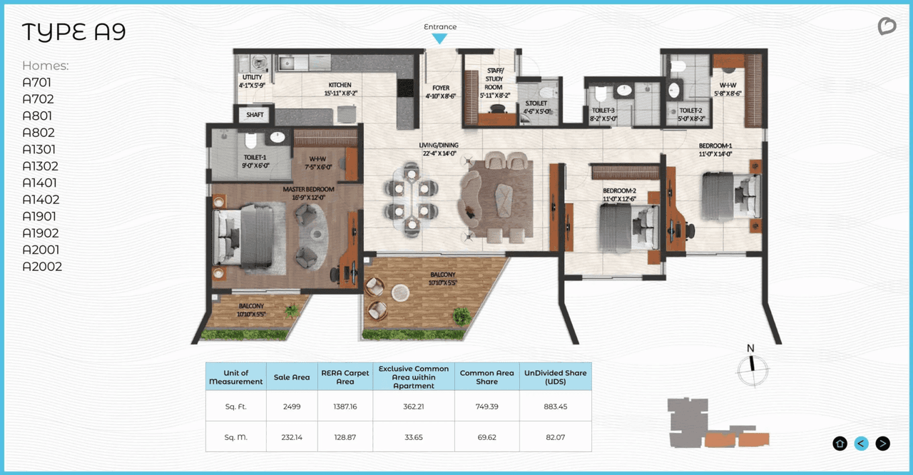 CoEvolve Misty Shores Unit plan - 1749 sq.ft.