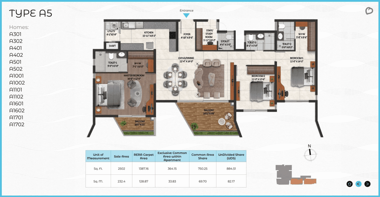 CoEvolve Misty Shores Unit plan - 1751 sq.ft.