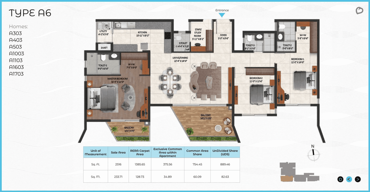 CoEvolve Misty Shores Unit plan - 1761 sq.ft.