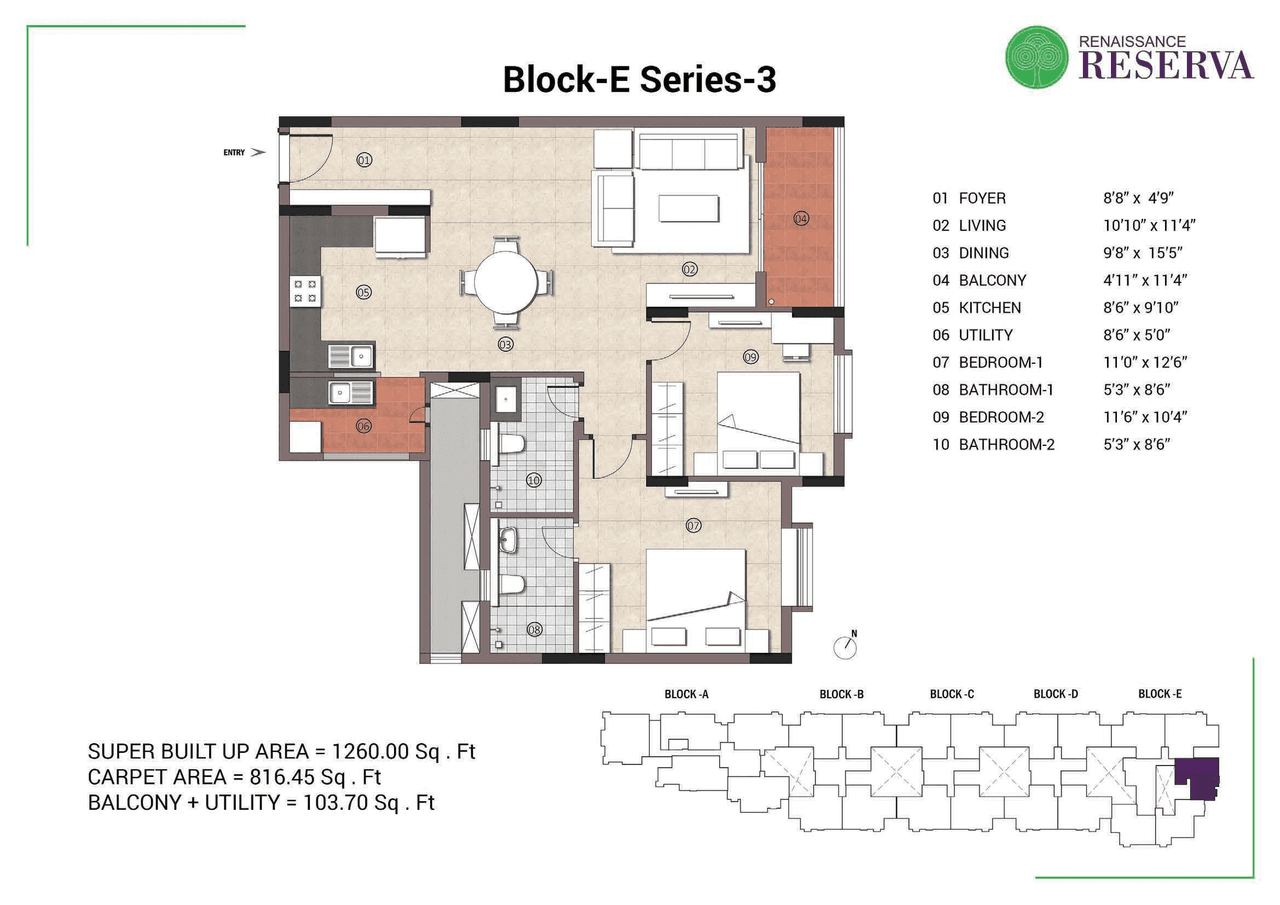 Renaissance Reserva Unit plan - 816 sq.ft.