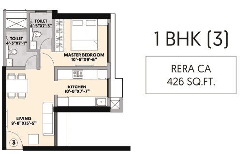 Ajmera Solis Unit plan - 426 sq.ft.