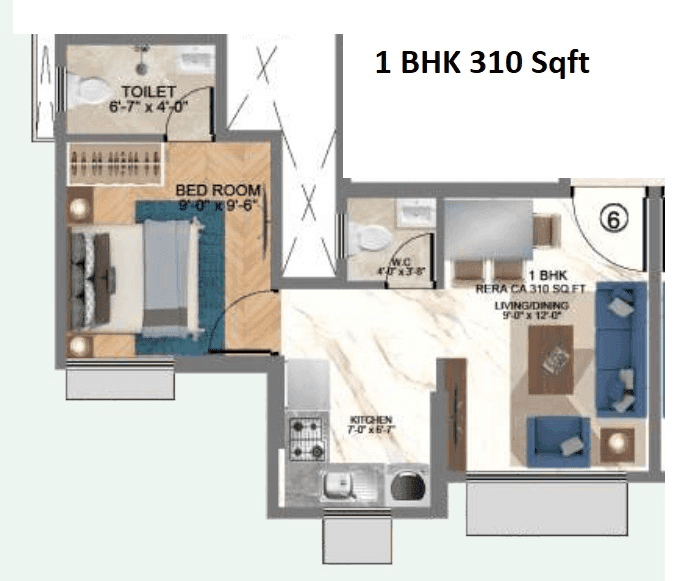 HS Emerald Unit plan - 310 sq.ft.